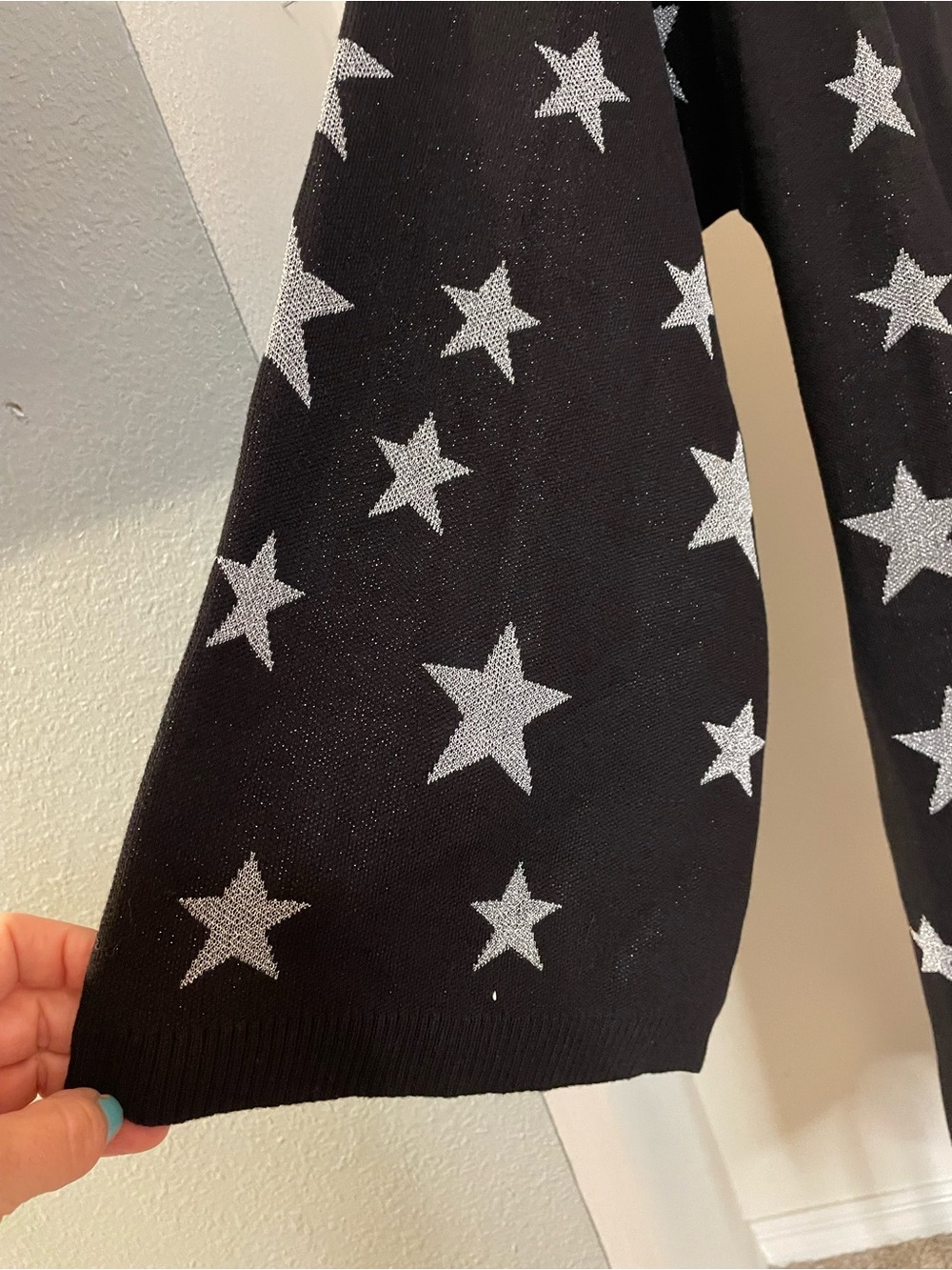 Chaser Black & Silver Star  Long Open Cardigan - Picture 4 of 6